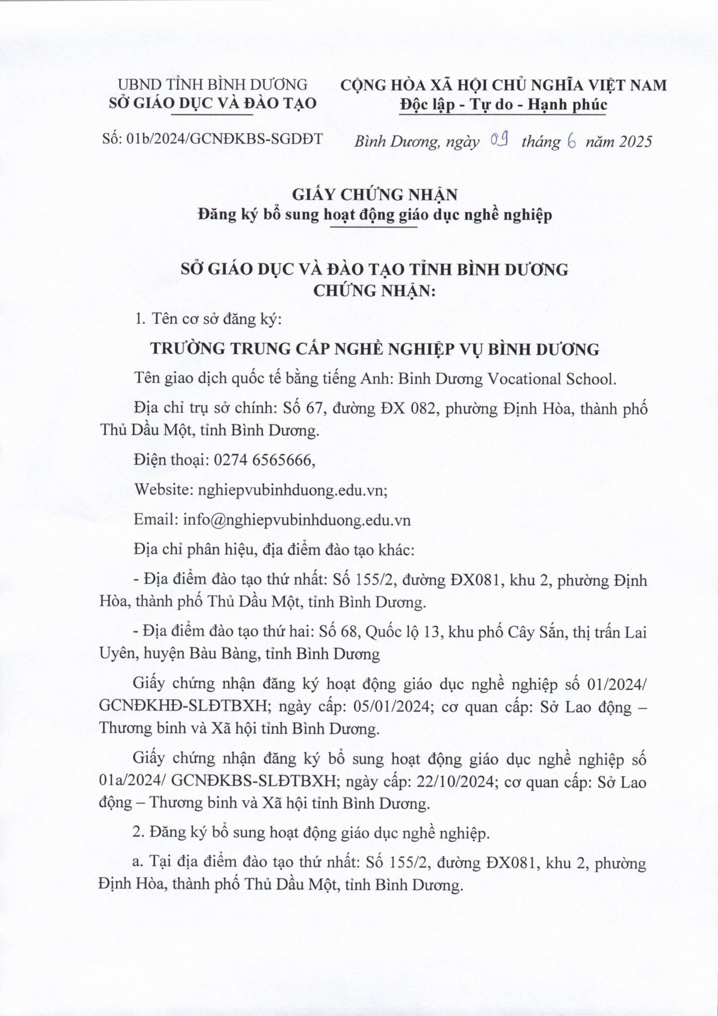 Văn Phòng Số 10 - Trường Trung cấp nghề Nghiệp vụ Bình Dương - Chuyên đào tạo các hạng giấy phép lái xe, đào tạo nghề